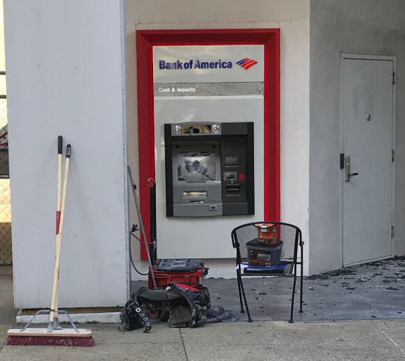 Downtown Greensboro damage - Bank of America ATM